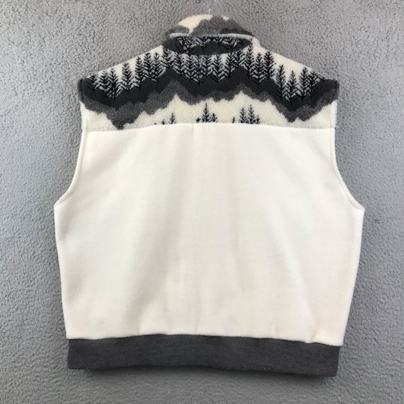 Vintage 90s  Canada Pine Tree Sherpa Sweater Fleece Vest size L - Picture 2 of 8